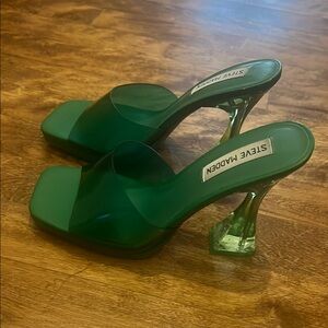 Steve Madden Green Heels with Transparent Lucite Heel